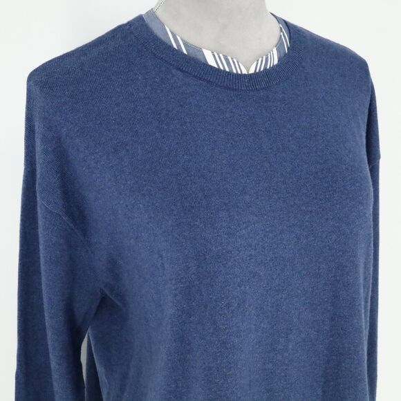 J Jill Sweater Petites LP PL Blue with White Blue Underlay Stretch Knit - Picture 6 of 15